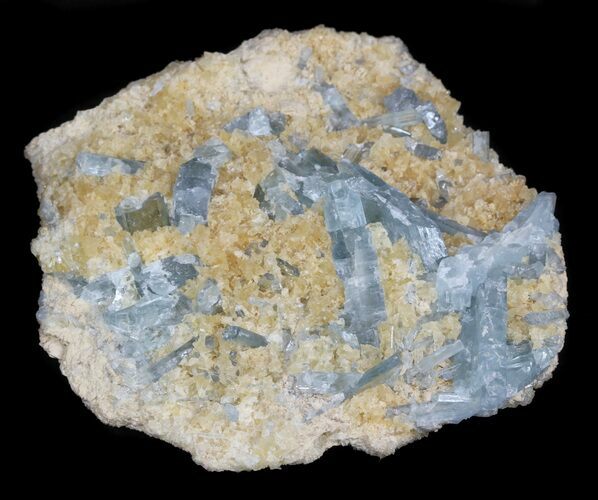 Bargain Blue Barite Crystals on Calcite - Stoneham, Colorado #33783